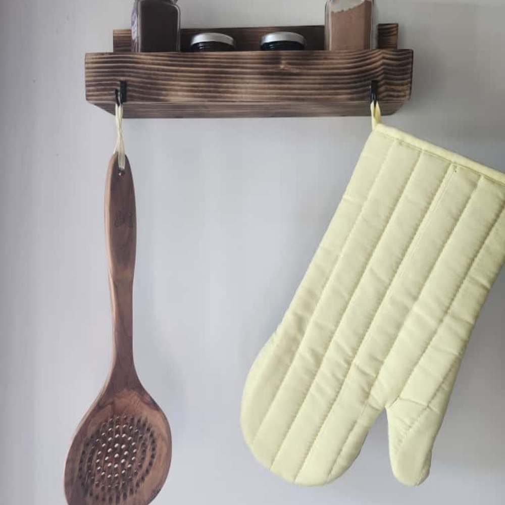 Wooden Spice Rack with Hooks - Picture 4 of 8